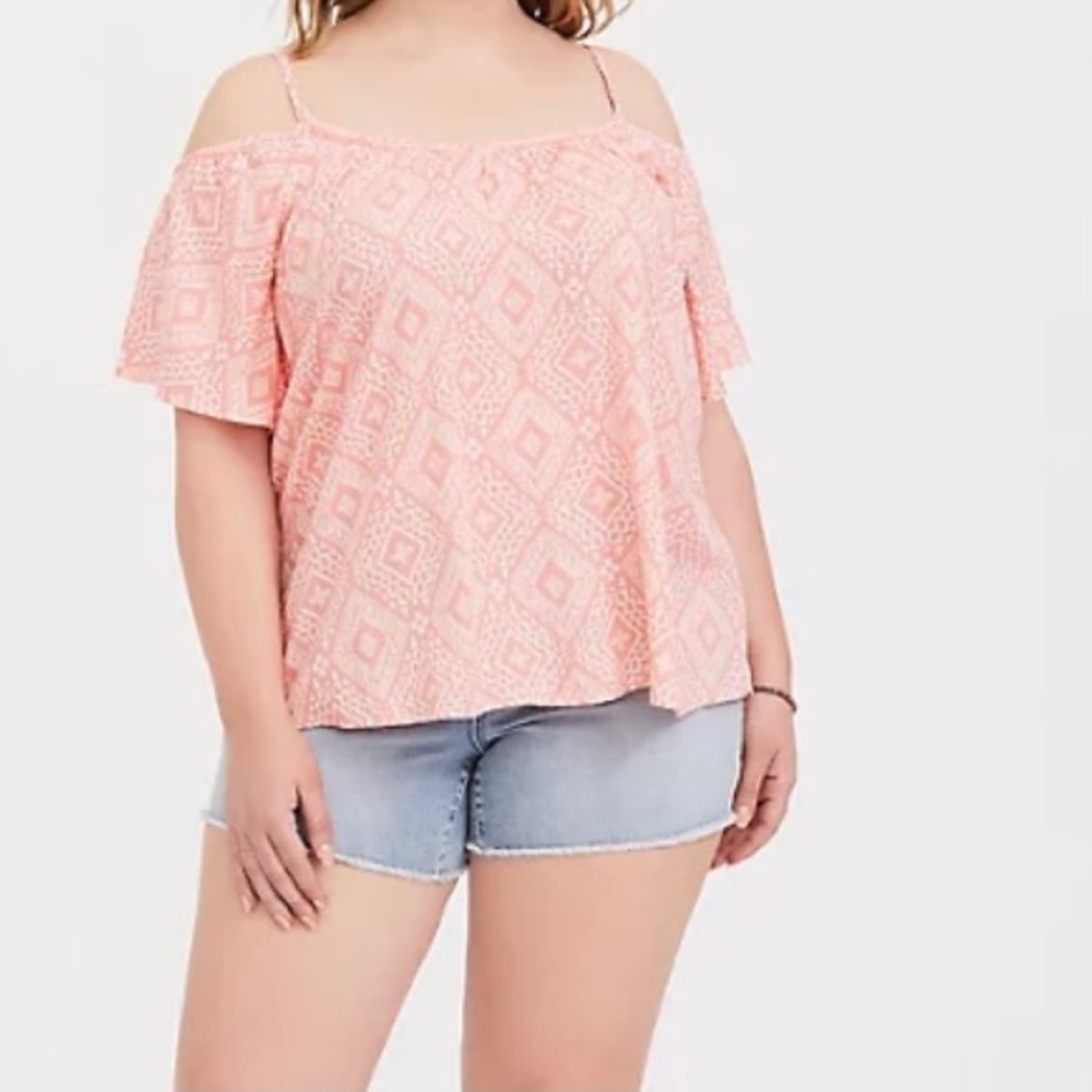 Torrid Patterned Cold Shoulder Top - image 1